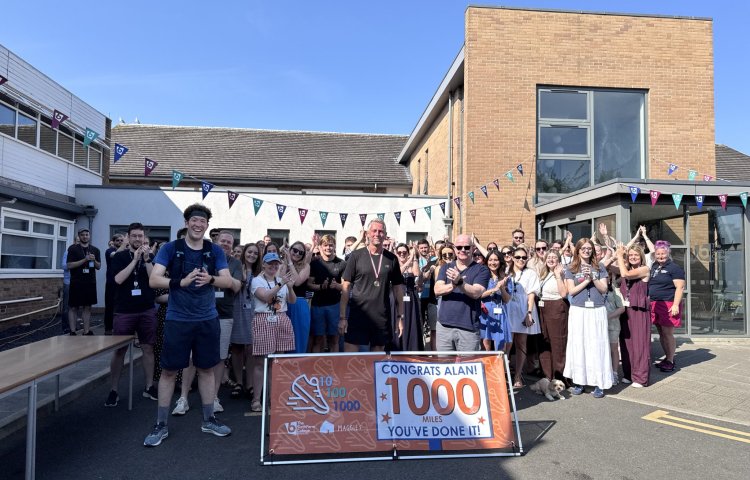 Image of Teacher at Birkenhead Sixth Form College crosses the finish line after inspiring 1,000 mile challenge for Maggie's Wirral