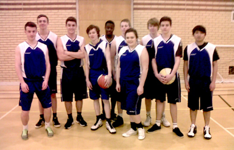 Image of Basketball Team has Close Call with Carmel Sixth Form College