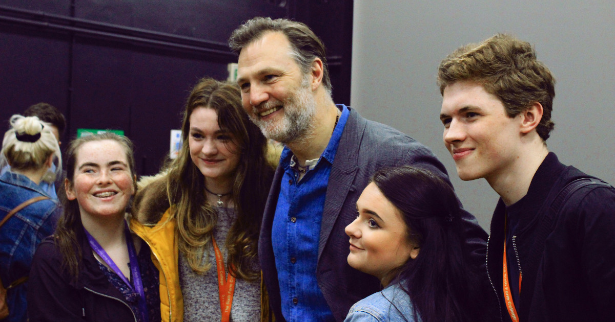 Image of Acting star David Morrissey inspires during College visit