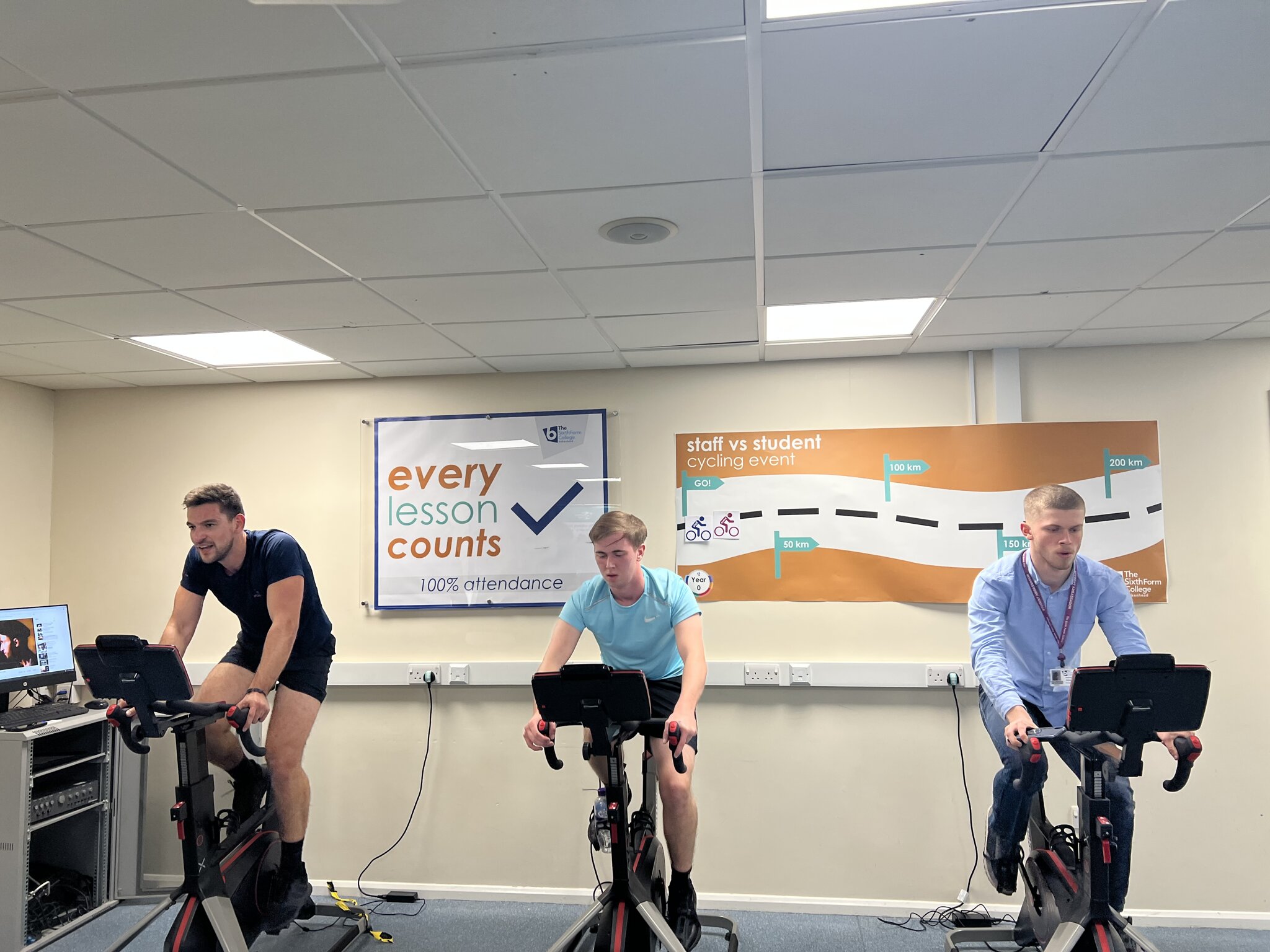 Image of Staff vs students cycling in fundraising for Turkey-Syria Earthquake Appeal