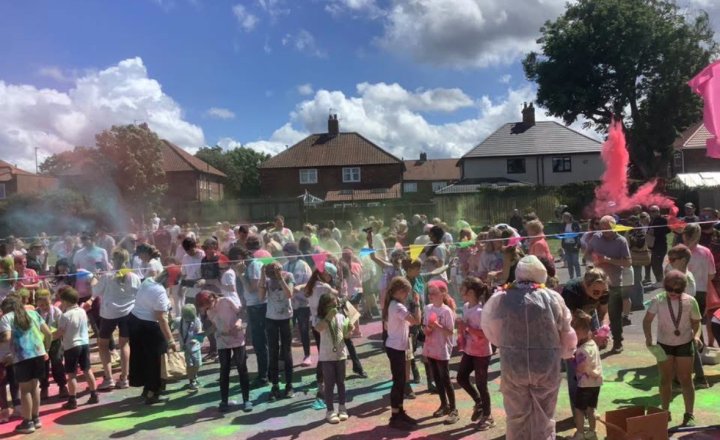 Image of Splash of joy at primary school colour run in South Shields