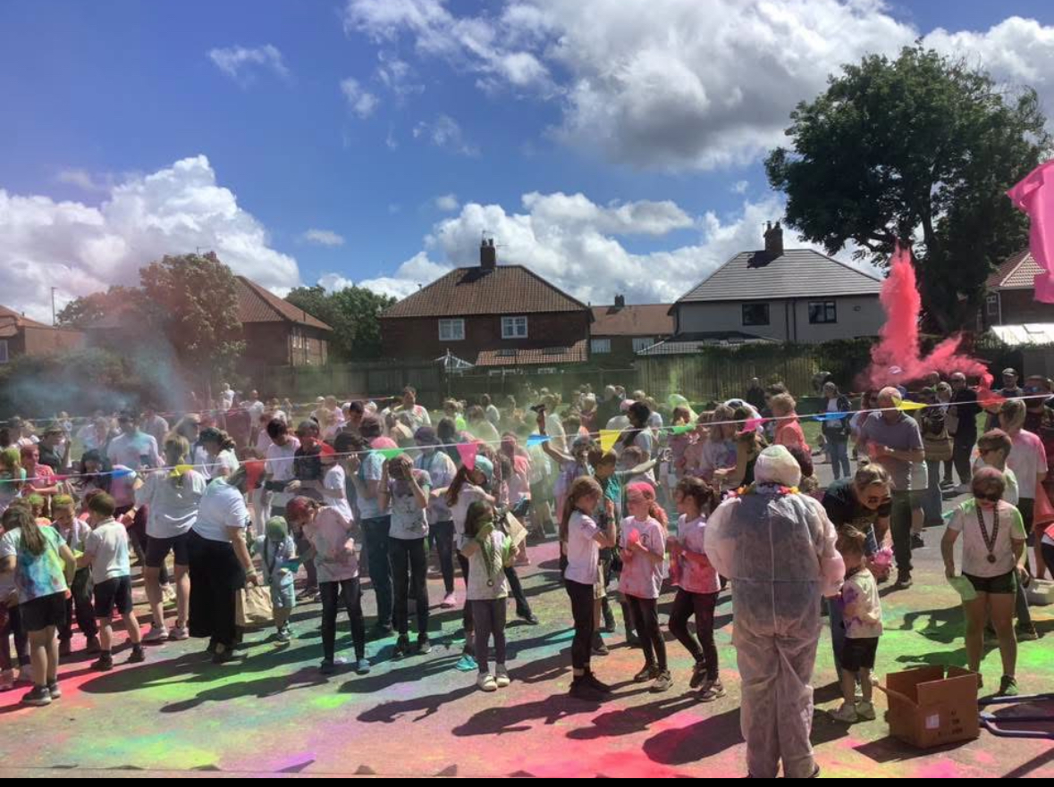 Image of Splash of joy at primary school colour run in South Shields