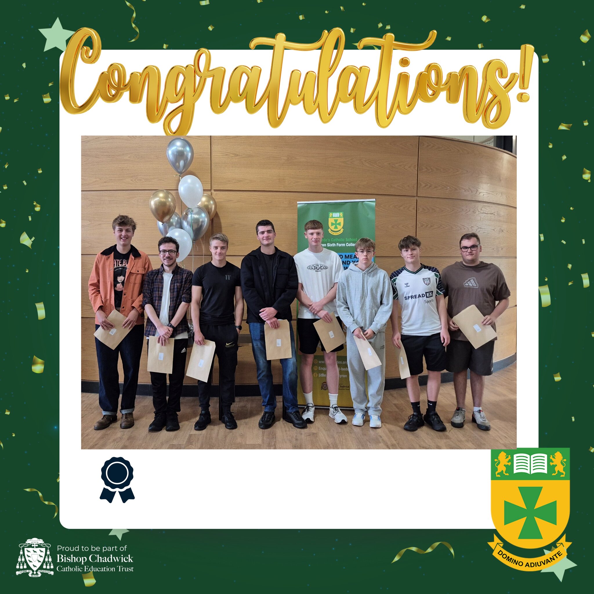 Image of Proud A level students celebrate the results of their hard work