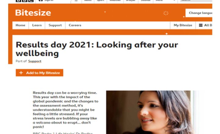 Image of Some tips to help combat stress on results day. (BBC Bitesize link)