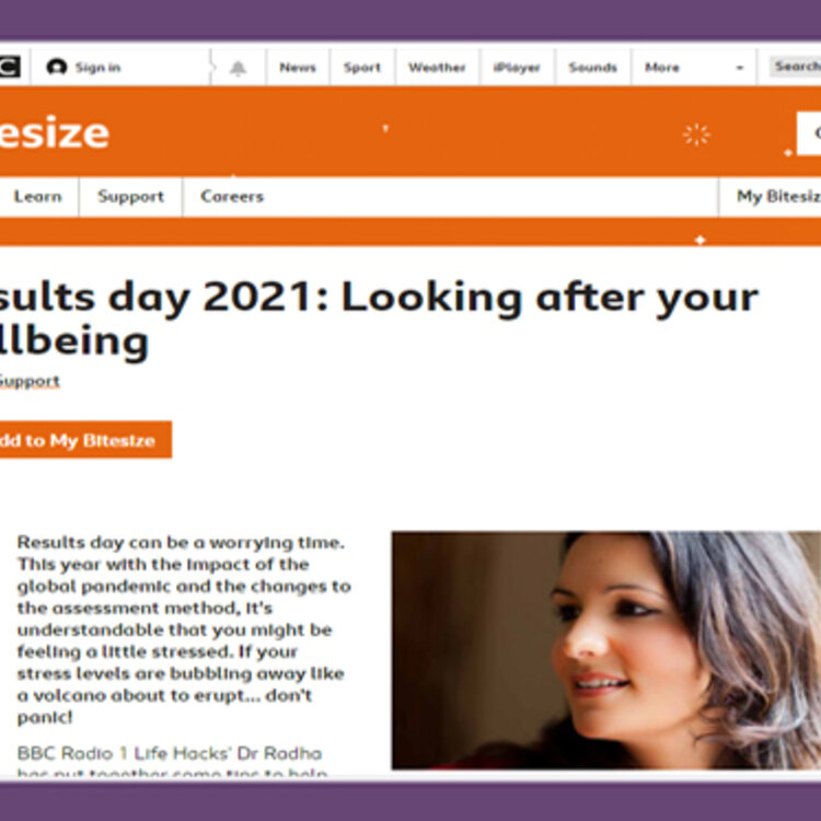 Image of Some tips to help combat stress on results day. (BBC Bitesize link)