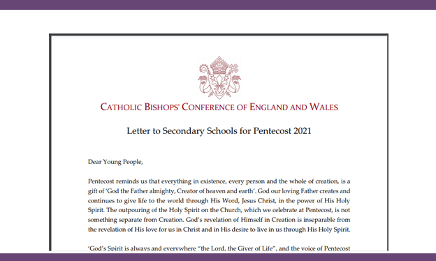 Image of Letter to Secondary Schools for Pentecost 2021