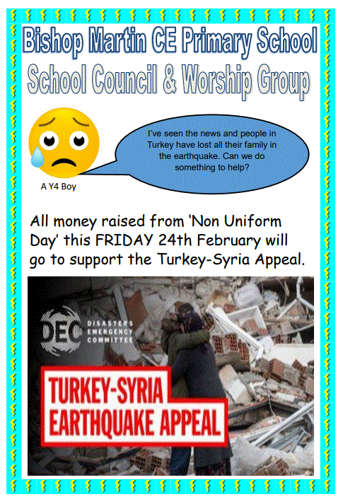 Image of Non-Uniform Day - all donations will go to The Turkey-Syria Earthquake Appeal! Thank you