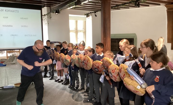 Blessed John Duckett pupils having fun learning about weapons used by the nights