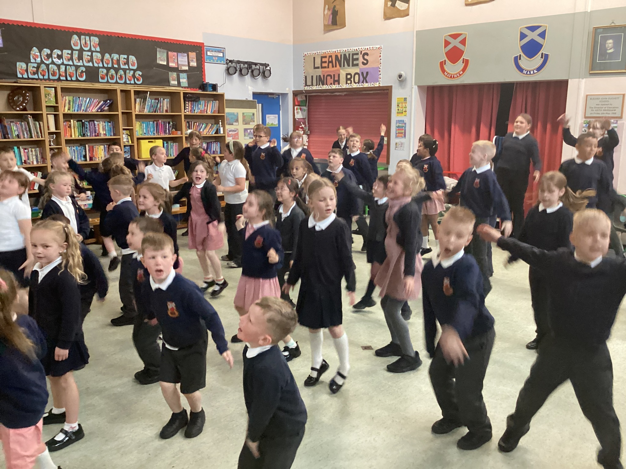 Blessed John Duckett children during their live assembly with Joe Wicks