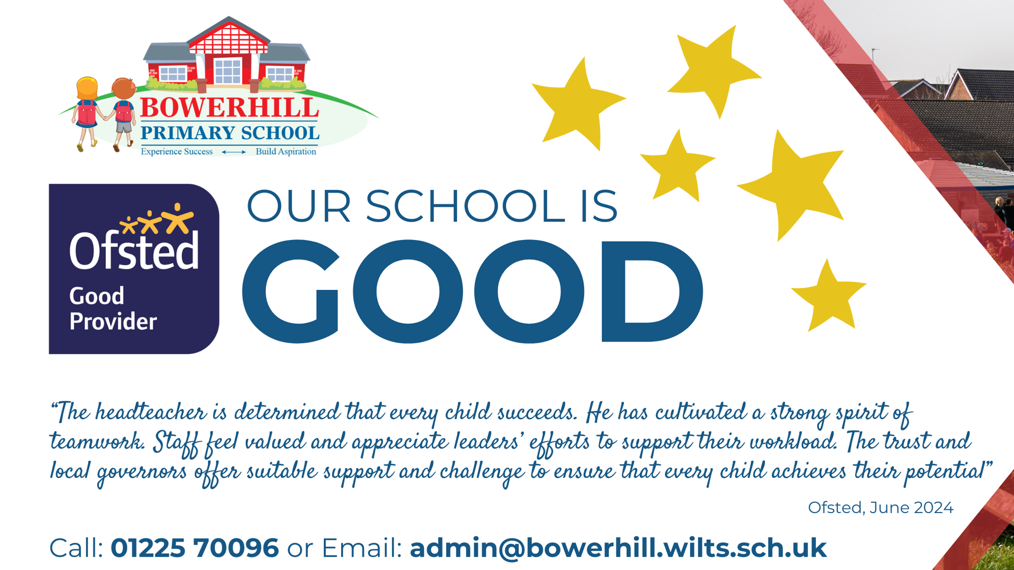Image of Our school is rated "Good" by Ofsted