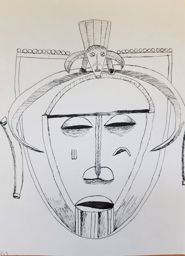 Image of Pen and ink African masks
