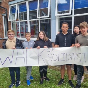 For Refugee Week, our pupils took part in a Walk of Solidarity, put together stalls and held an 'own clothes' day to raise over £1000 for charities that provide assistance to refugees.