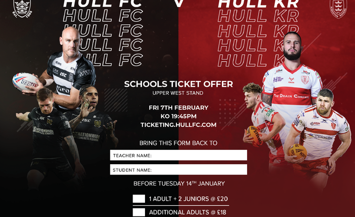 Image of Hull FC V Hull KR Schools Ticket Offer