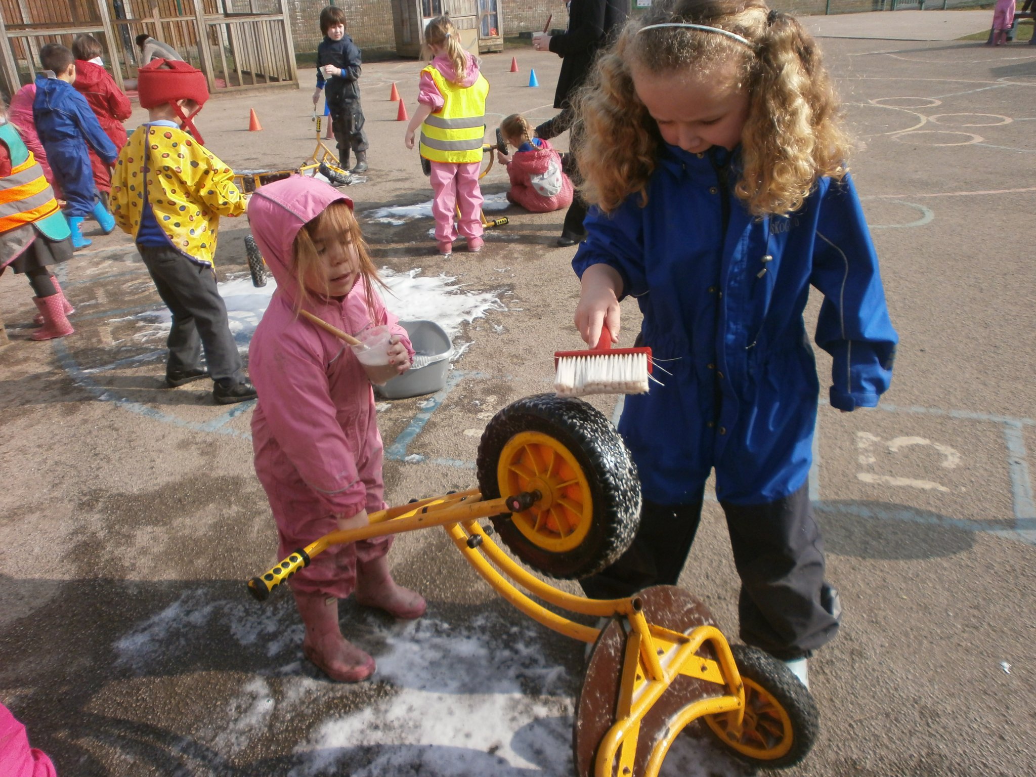 Image of Washing our bikes in the sun!