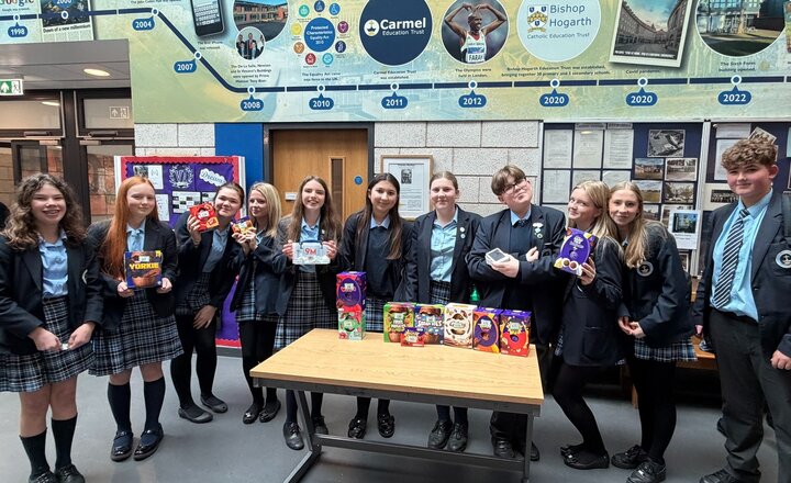 Carmel College students during the Easter Egg tombola