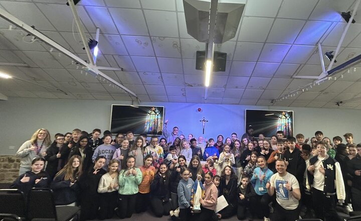 Carmel College students on the retreat during the Holy Mass