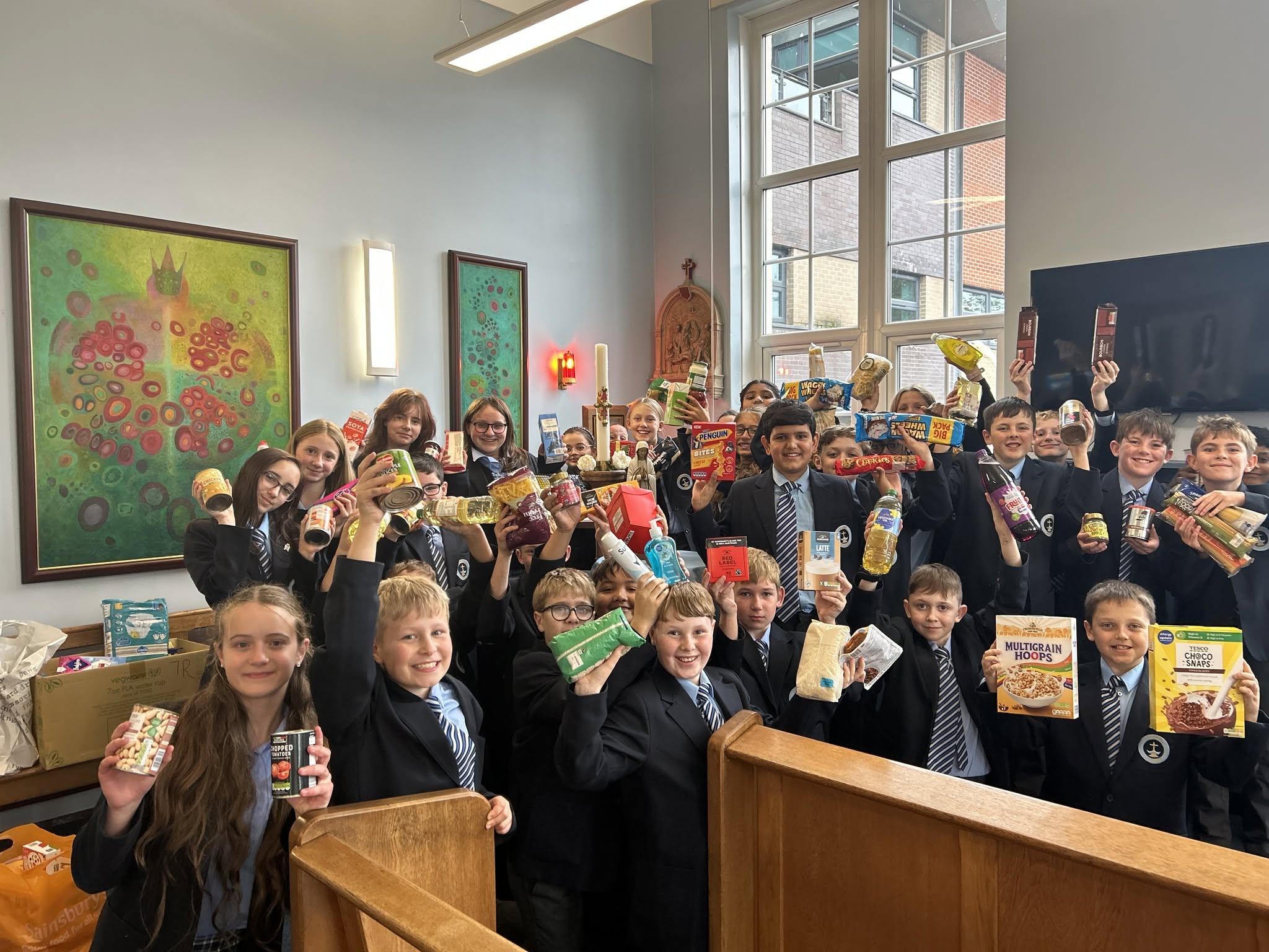 Donations from Carmel College students, staff and community for the Diocesan Justice and Peace Refugee Service and the St Vincent de Paul Society's Darlington Food Bank