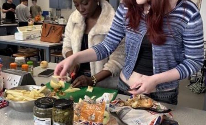 Year 13 students practicing cooking on a budget