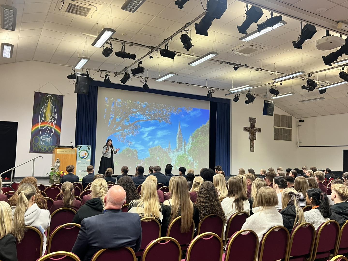 Carmel College Sixth Form students have a visit from George Town University's Senior Associate Director of Admissions