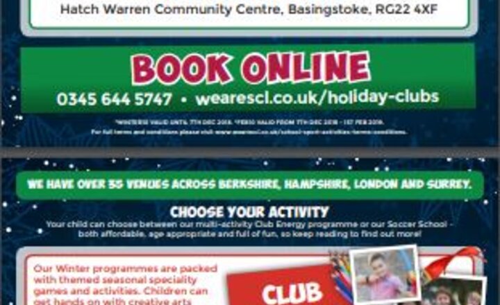 Image of SCL Winter Holiday Camps Flyer