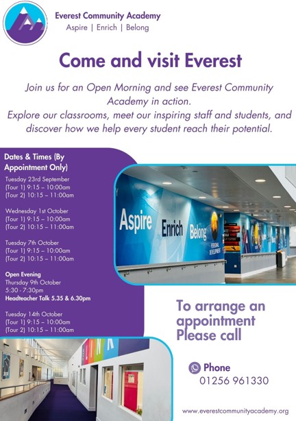 Image of Open Evening and Open Mornings at Everest Community Academy