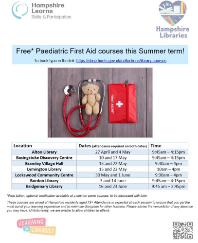 Image of Free Paediatric First Aid Courses for Parents this Summer Term