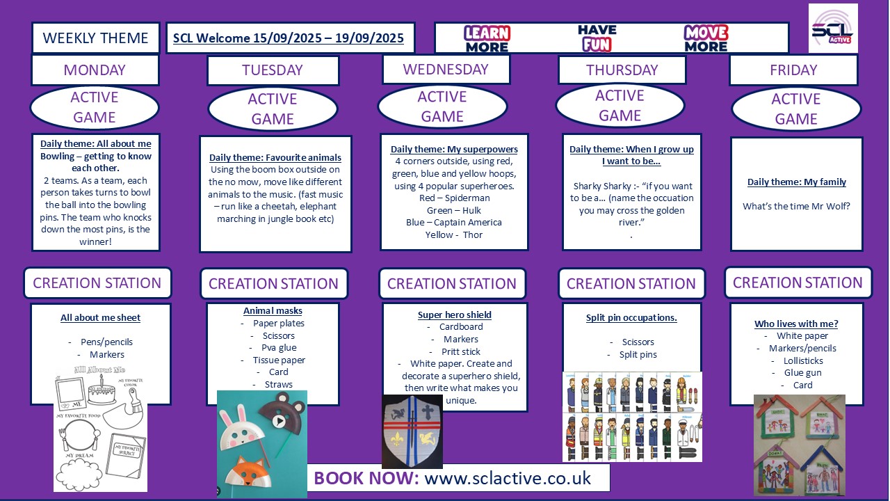 Image of SCL Weekly Theme Chart w/c 15th September