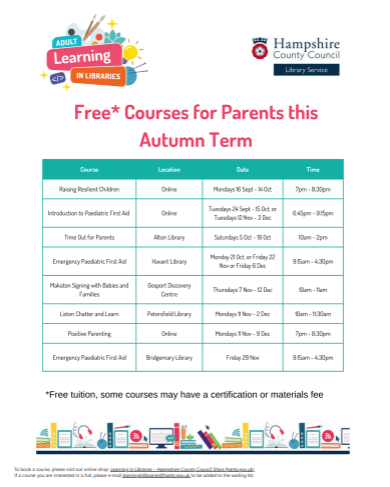 Image of Free Courses for Parents - Autumn Term