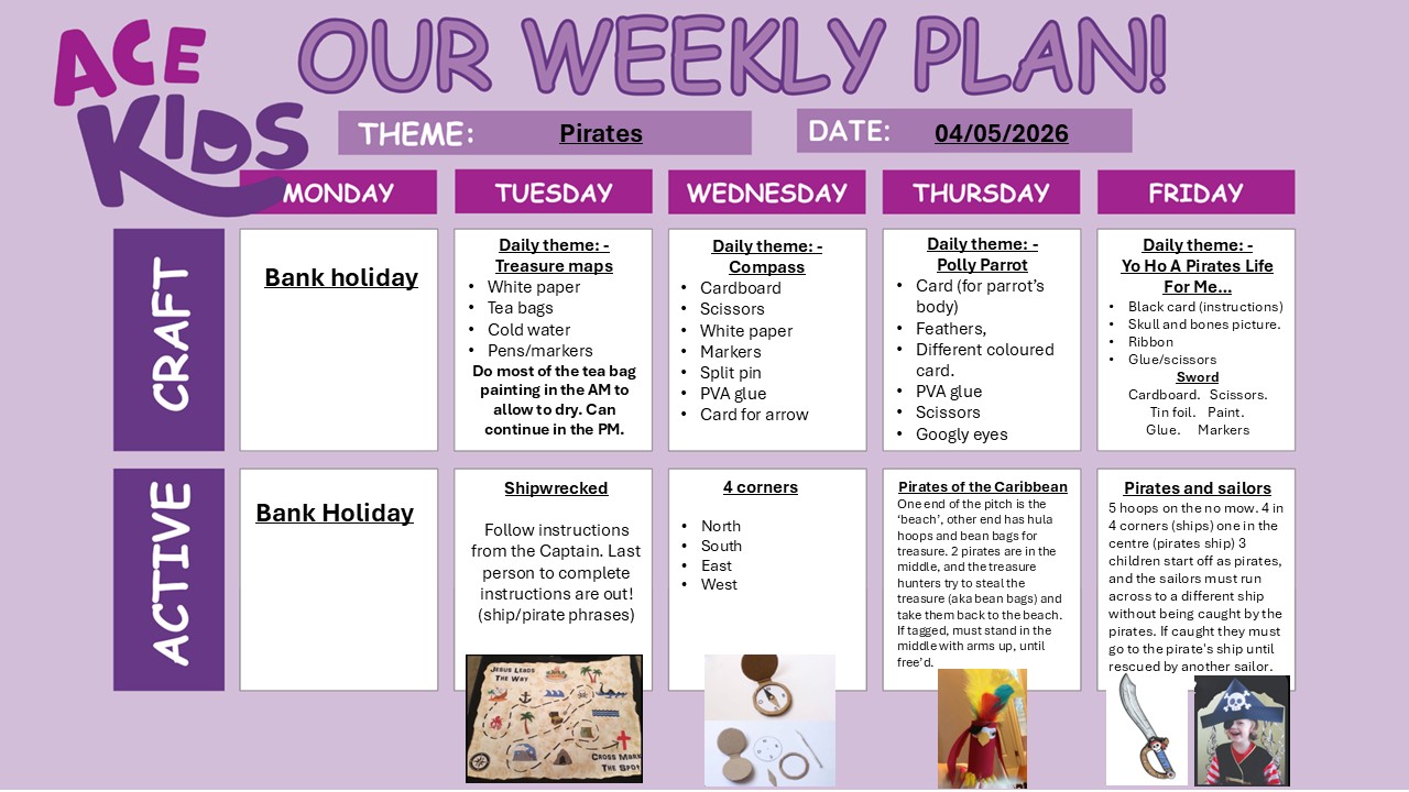 Image of ACE Kids Weekly Theme Chart w/c 4th May