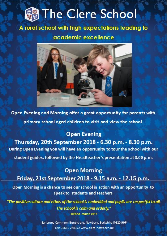 Image of Open Evening/Morning at The Clere School