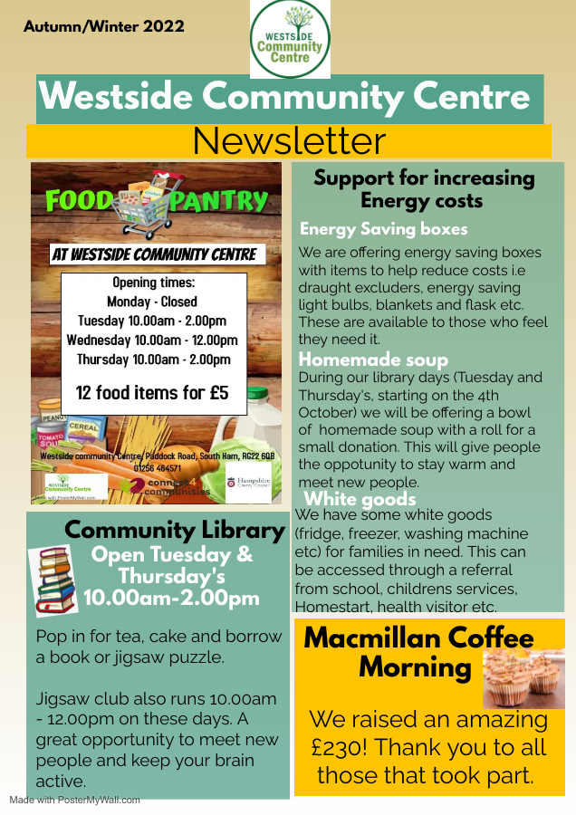 Image of Westside Community Centre Newsletter