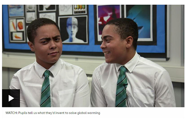 Image of CHS students appear on BBC BITESIZE - Global Warning
