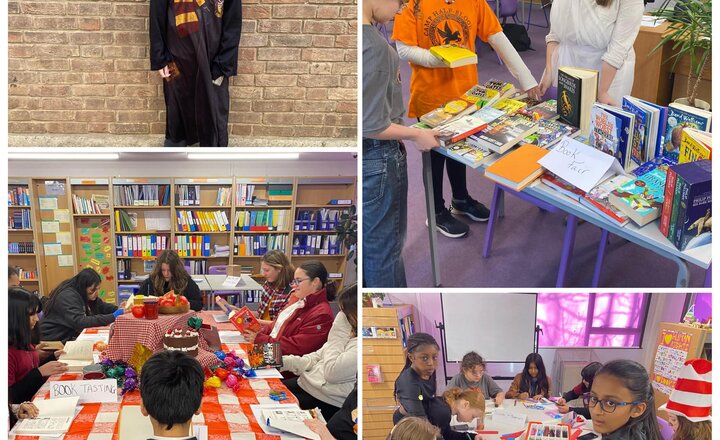 A selection of students in costume enjoying reading