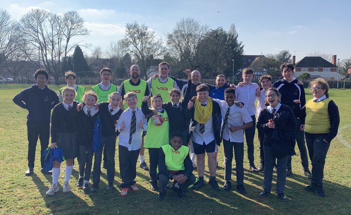 Image of Friendly football game between Year 7 and Year 11 students!