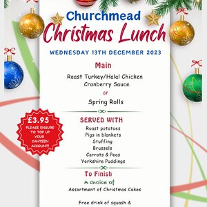 Image of Churchmead Christmas Lunch - Wednesday 13th December 2023