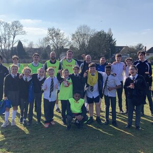 Image of Friendly football game between Year 7 and Year 11 students!