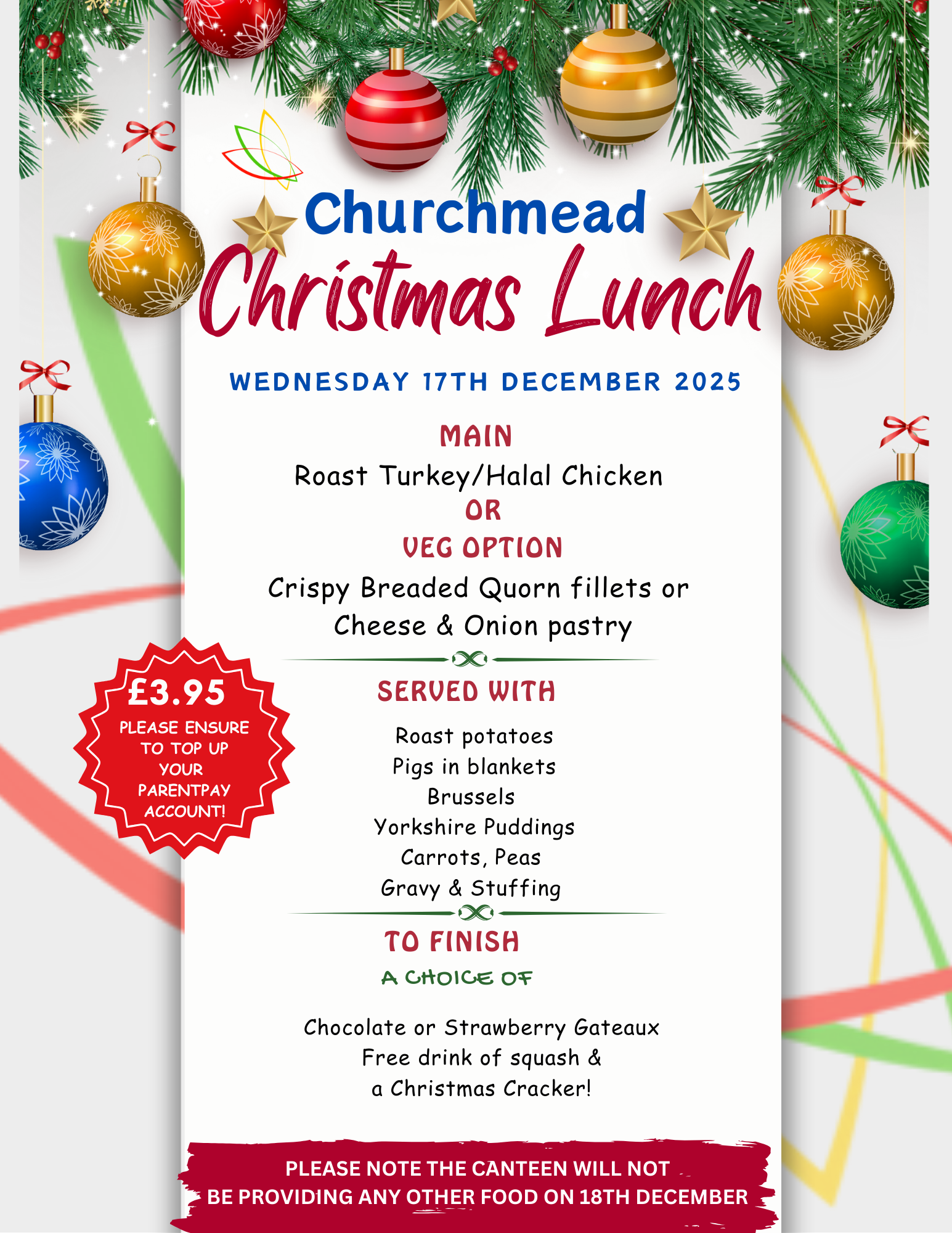 Image of Churchmead Christmas Lunch Menu 2025