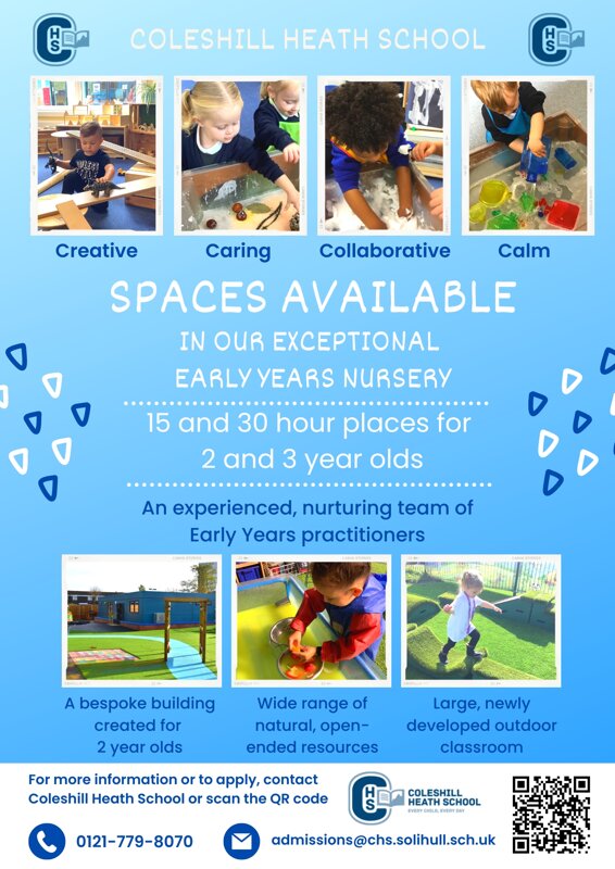 Nursery Places Available! Coleshill Heath School