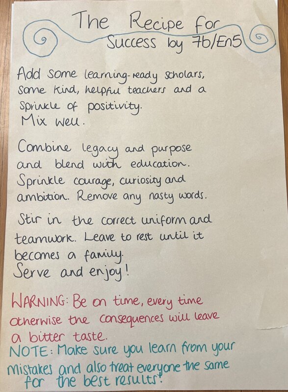 Image of Year 7's Recipe for Success