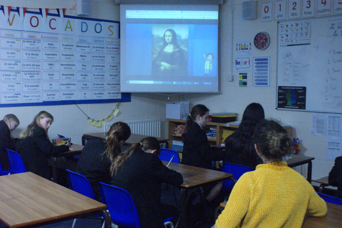 Image of MFL Club Students Create their own Mona Lisas