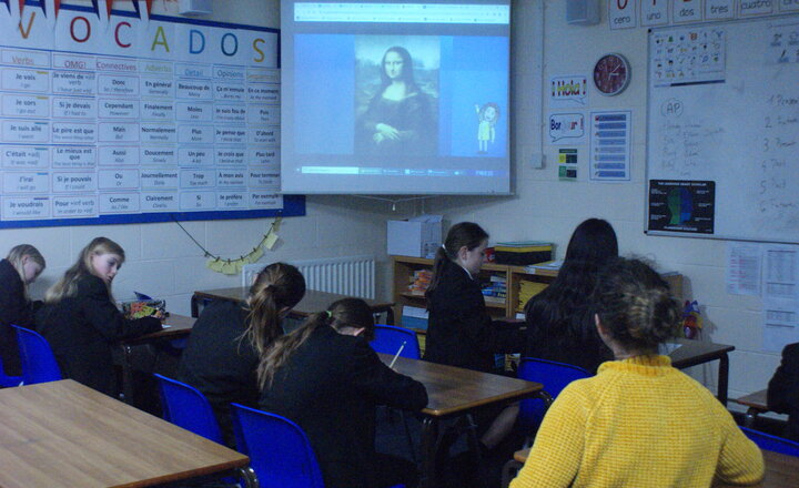 Image of MFL Club Students Create their own Mona Lisas