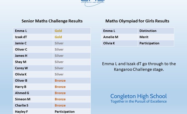 Image of Sixth Form Mathematicians Scoop Gold, Silver and Bronze Awards