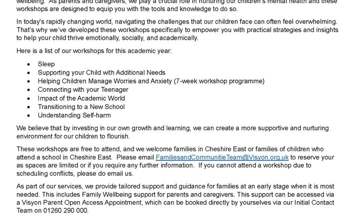 Image of Visyon Parent and Carer Workshops to Help You Support Your Child