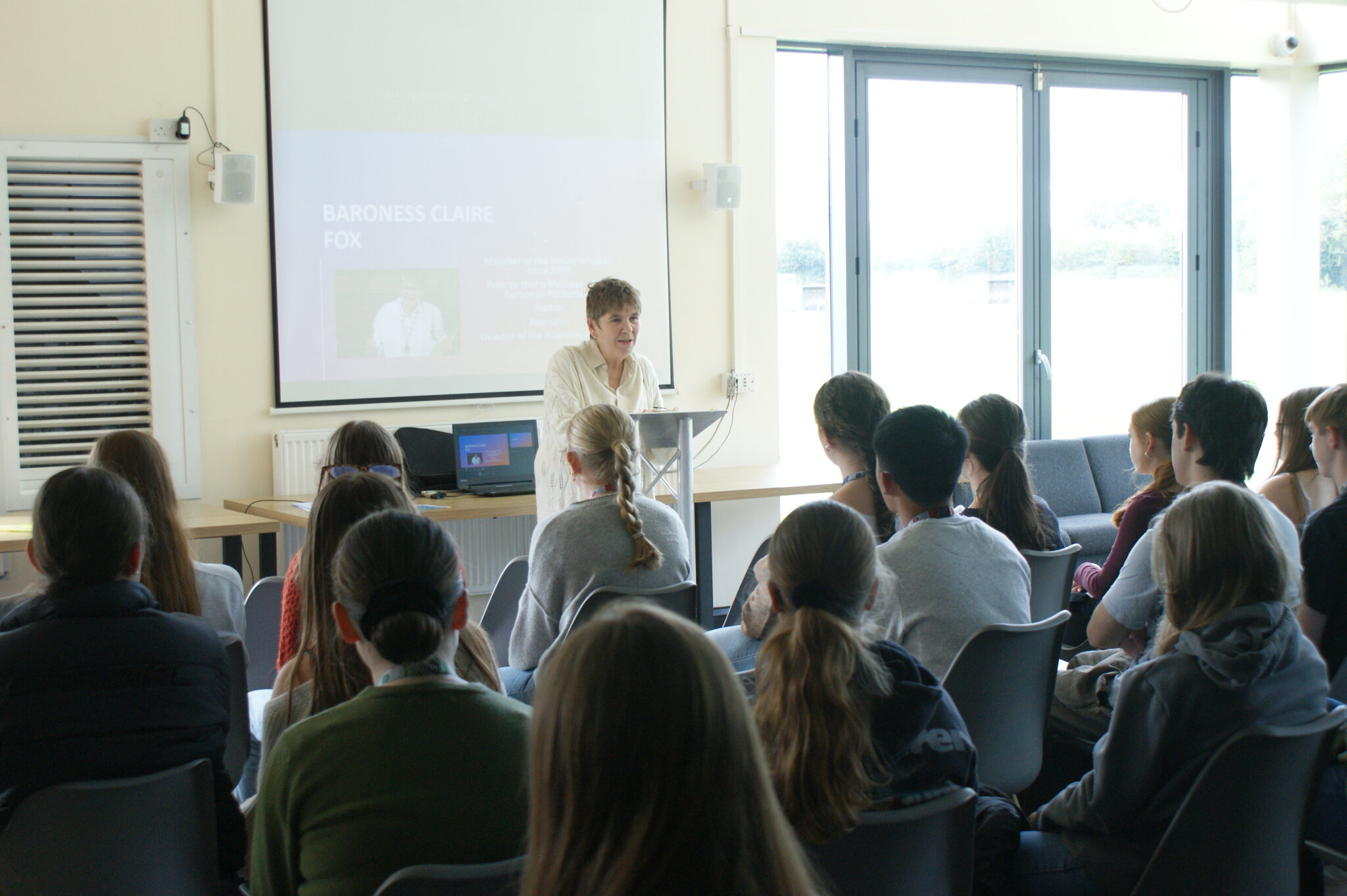 Image of Baroness Fox Discusses Free Speech and Debate with CHS Students
