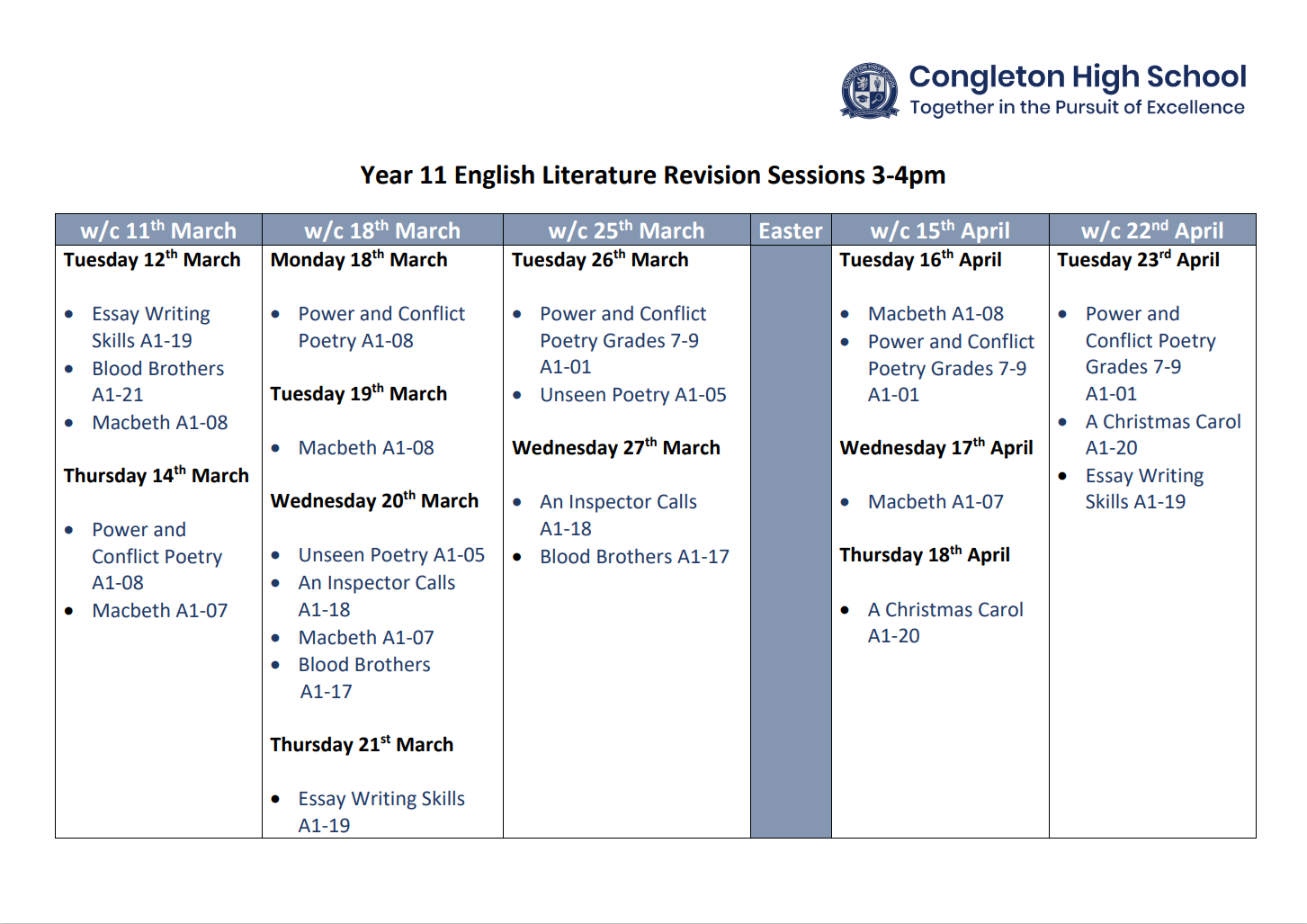 Image of After School English Revision Sessions for Year 11 Students