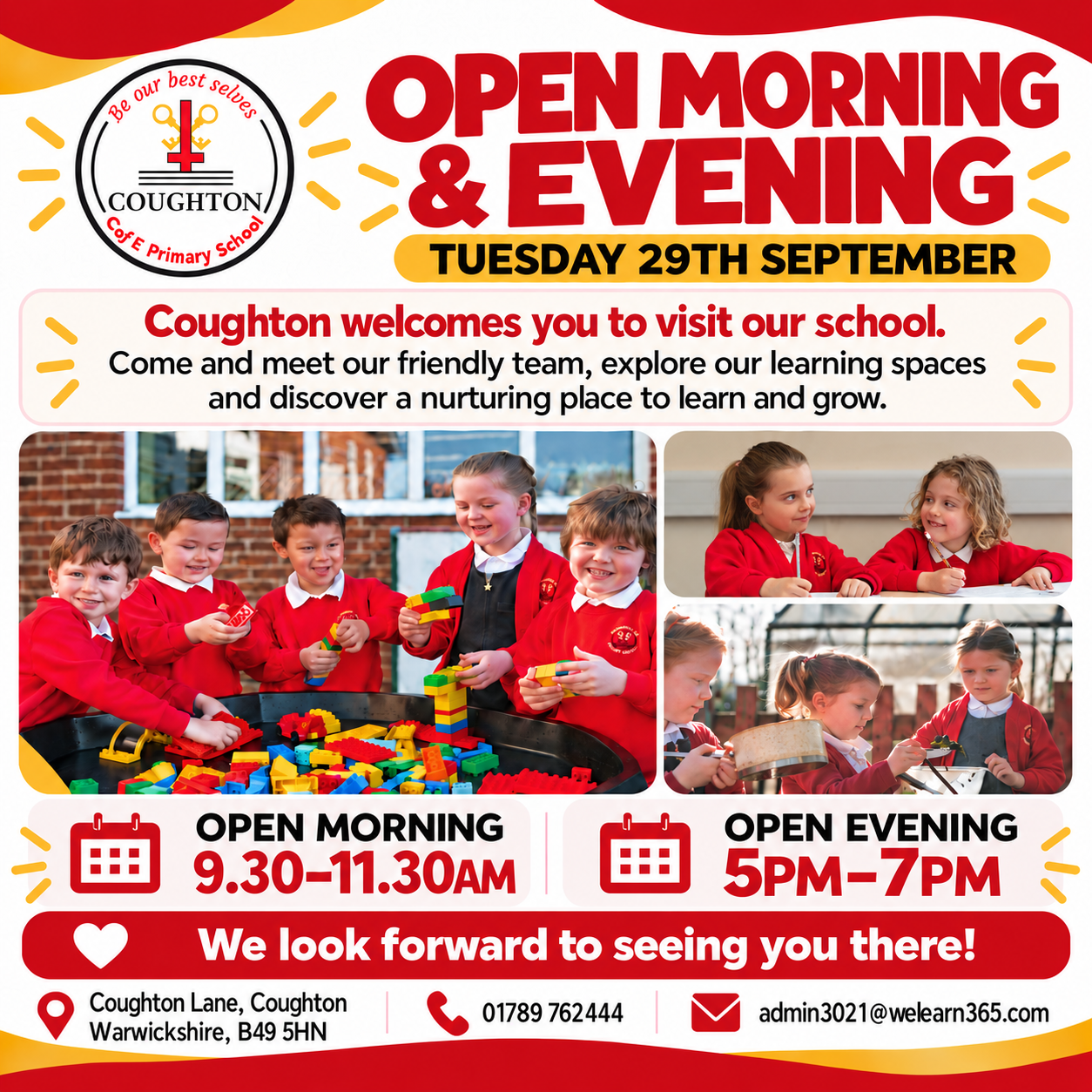 Image of OPEN MORNING AND EVENING - TUESDAY 29th September