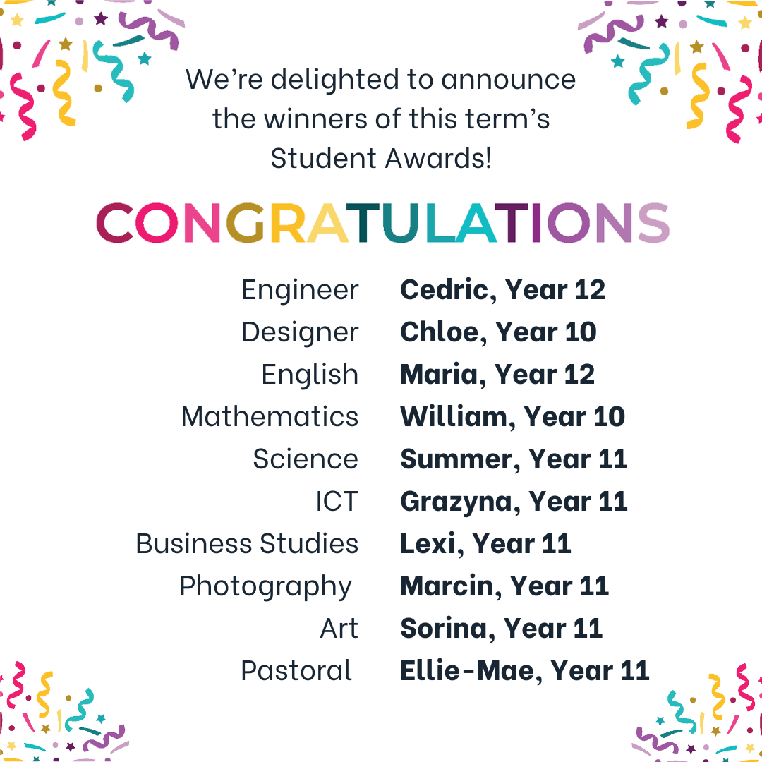 Image of This Term's Student Award Winners!