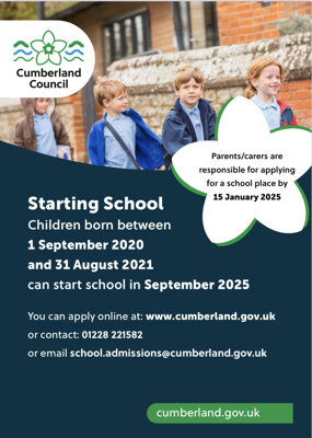 Image of Important information for parents of children in Nursery, starting Reception in September 2025.