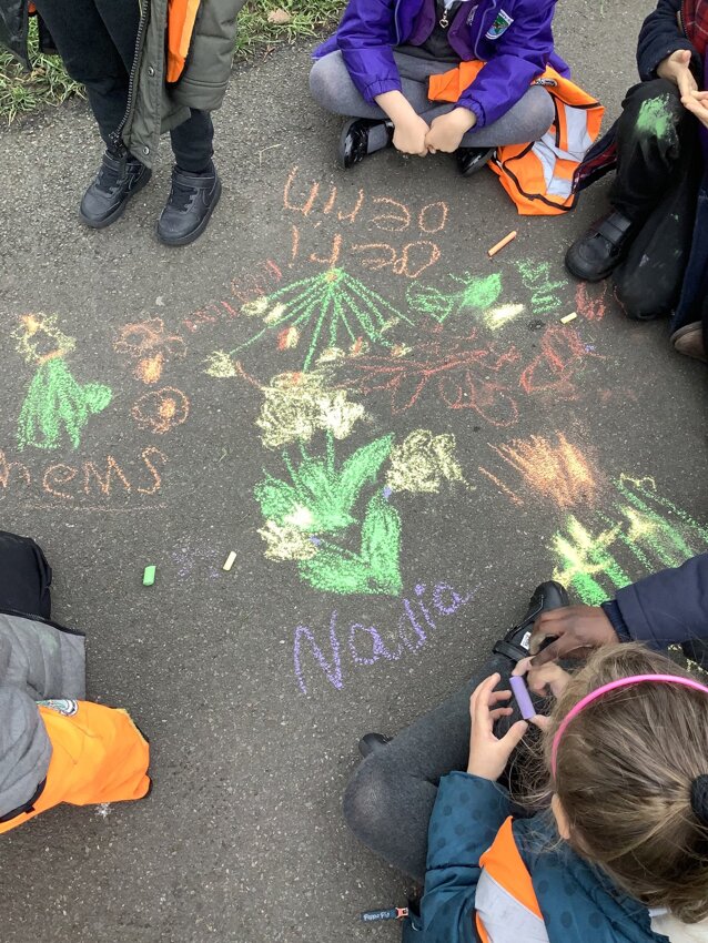 Image of Reception - Chalk Drawing Daffodils in Markfield Park