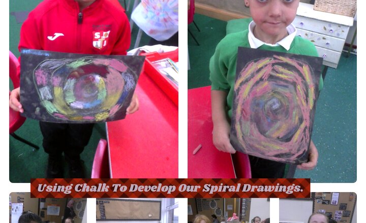 Image of Year 1 Art and Design - Using Chalk To Develop Our Spiral Drawings